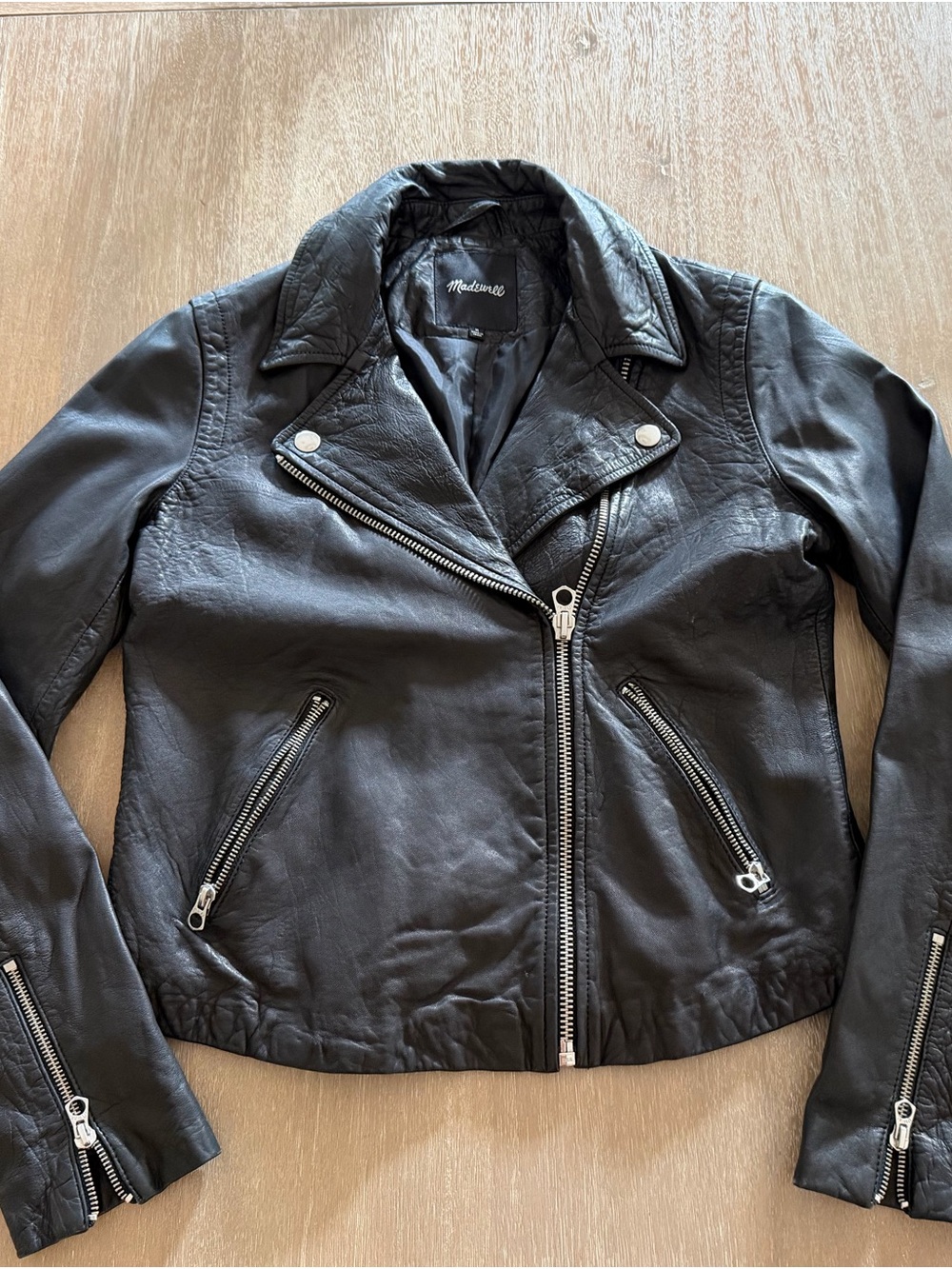Madewell Black Leather Asymmetrical Moto Jacket